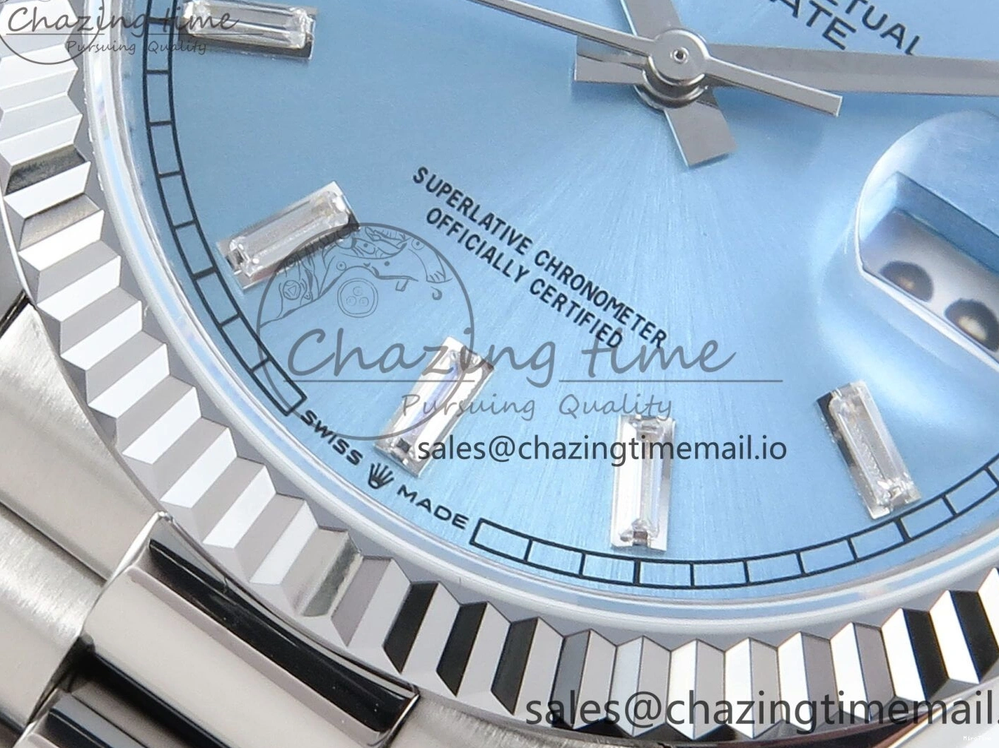 MiroTime 0214 Day Date 36 YG 128236 KF 1:1 Best Edition Ice Blue Crystal Dial on President Bracelet A2836 (Gain Weight) Modern 500